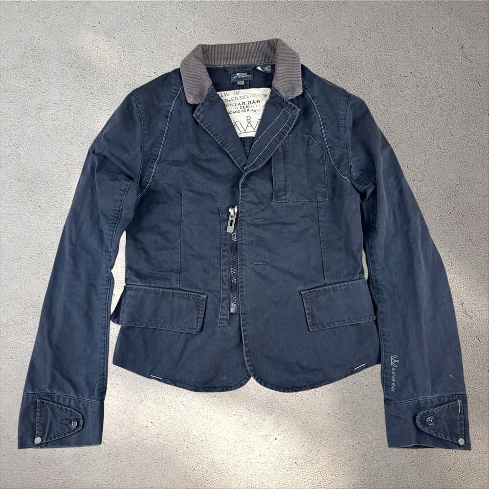 G-Star Raw Denim Women's Royal Zip Blazer Jacket Coat Vtg Y2K Sz M